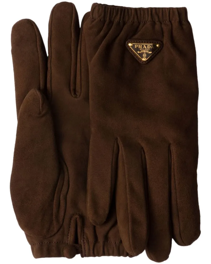 Prada Handschuhe mit Triangel-Logo - Braun Braun