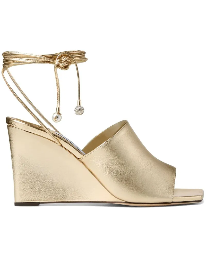 Jimmy Choo Wedge-Sandalen im Metallic-Look - Gold Gold