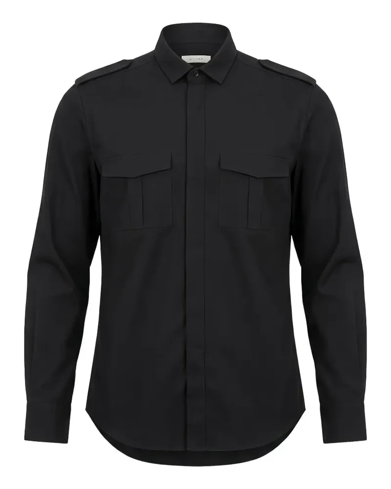 Valentino Garavani epaulette-detail chest-pocket shirt - Schwarz Schwarz