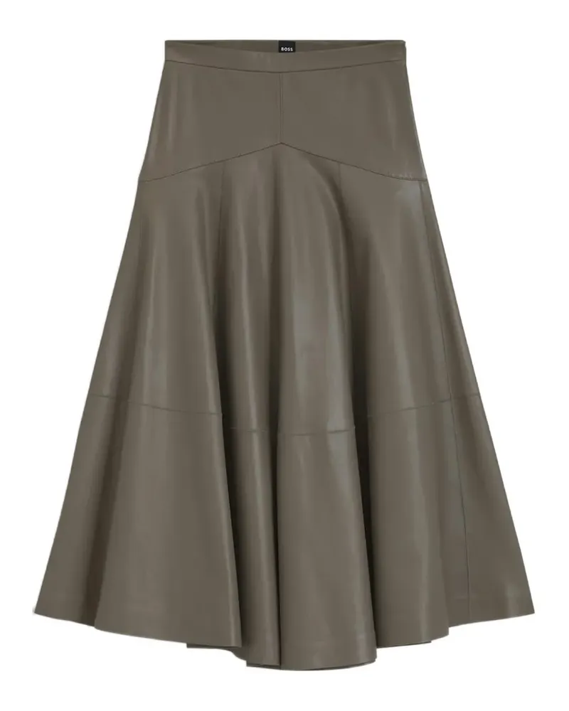 HUGO BOSS leather midi skirt with bell silhouette - Braun Braun