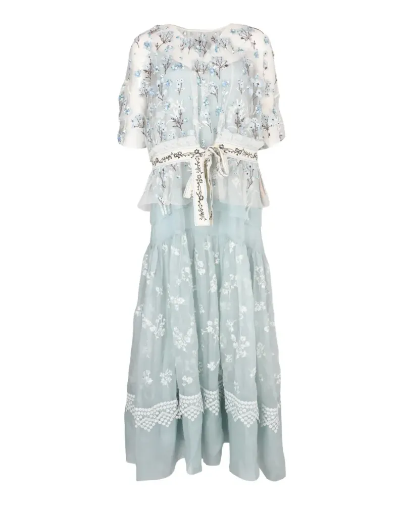 Biyan Gilga embroidered tulle dress - Blau Blau