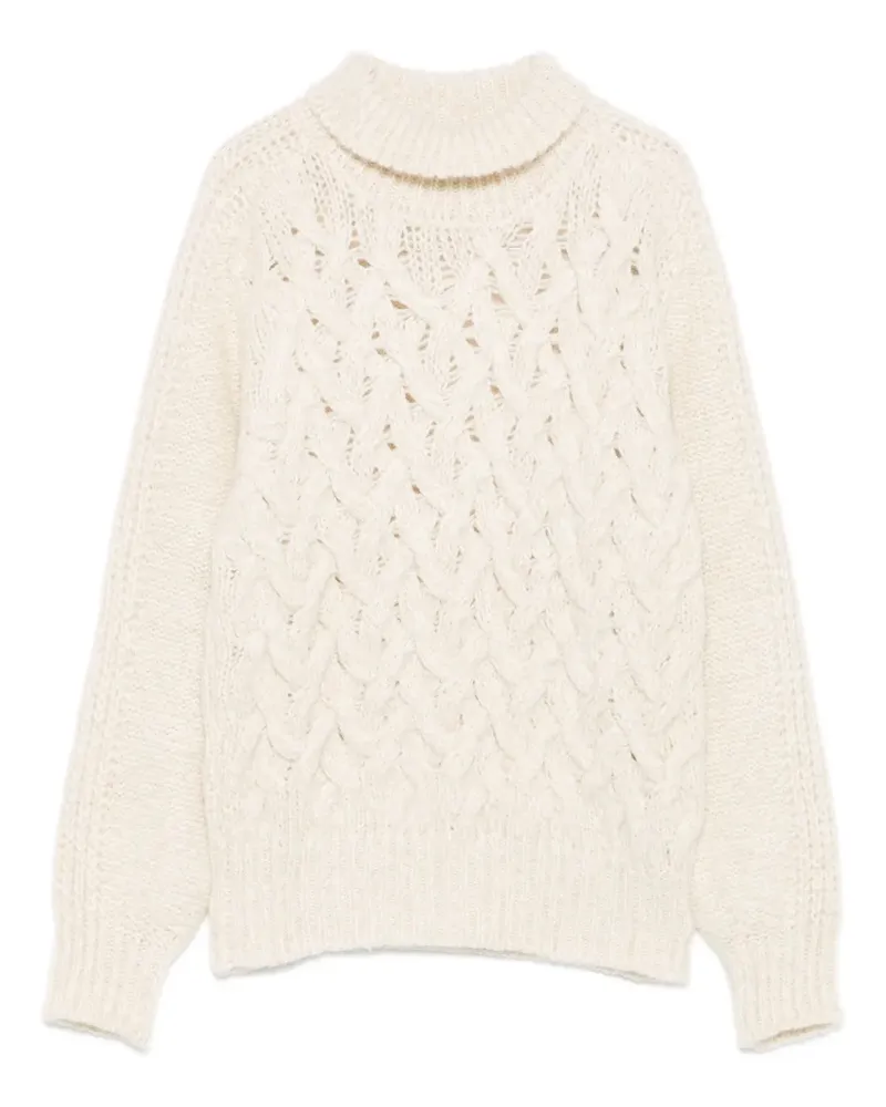 Eleventy Rollkragenpullover mit Zopfmuster - Nude Nude