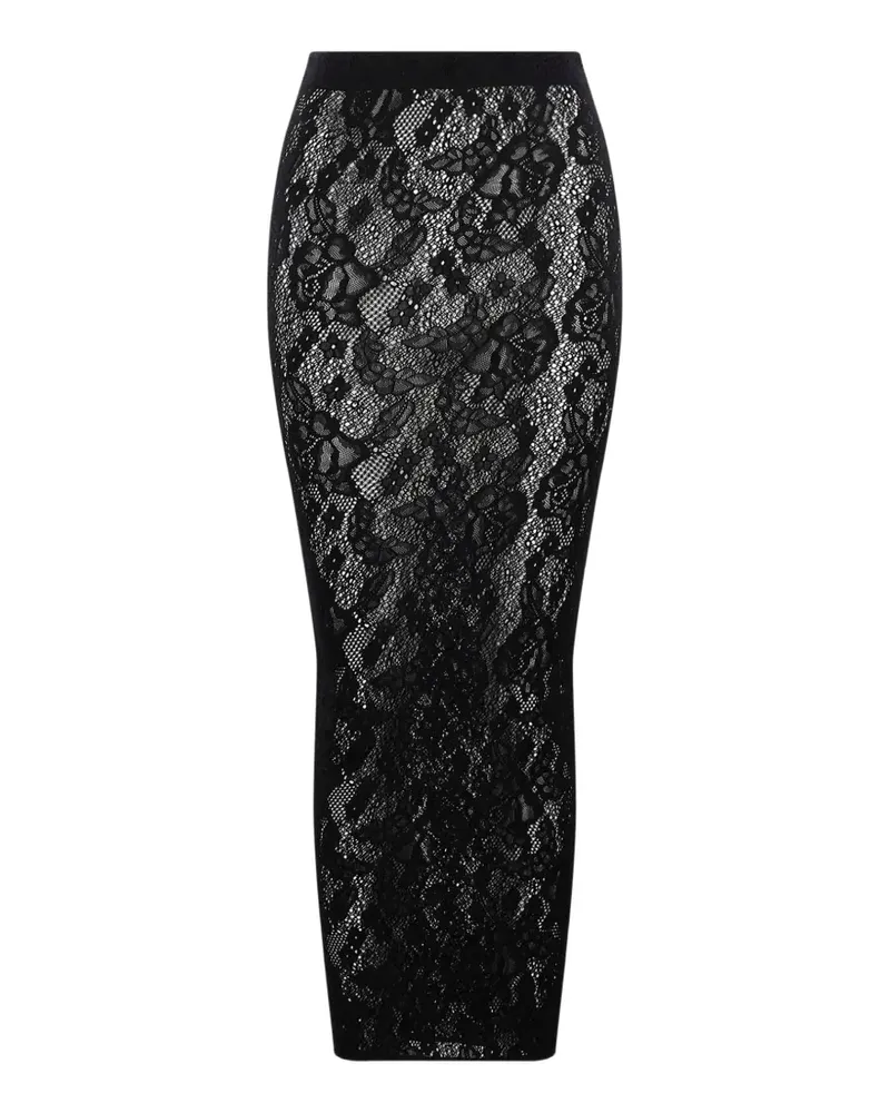 Wolford lace-patterned semi-sheer midi pencil skirt - Schwarz Schwarz