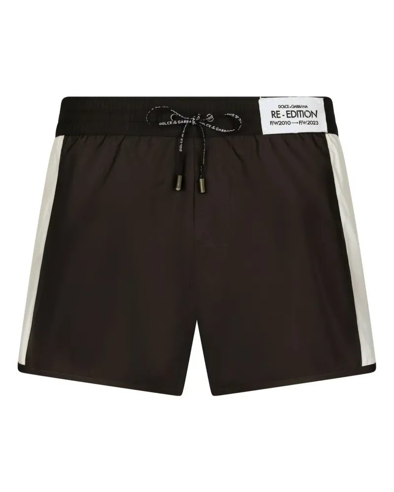 Dolce & Gabbana Badeshorts mit Logo-Patch - Schwarz Schwarz
