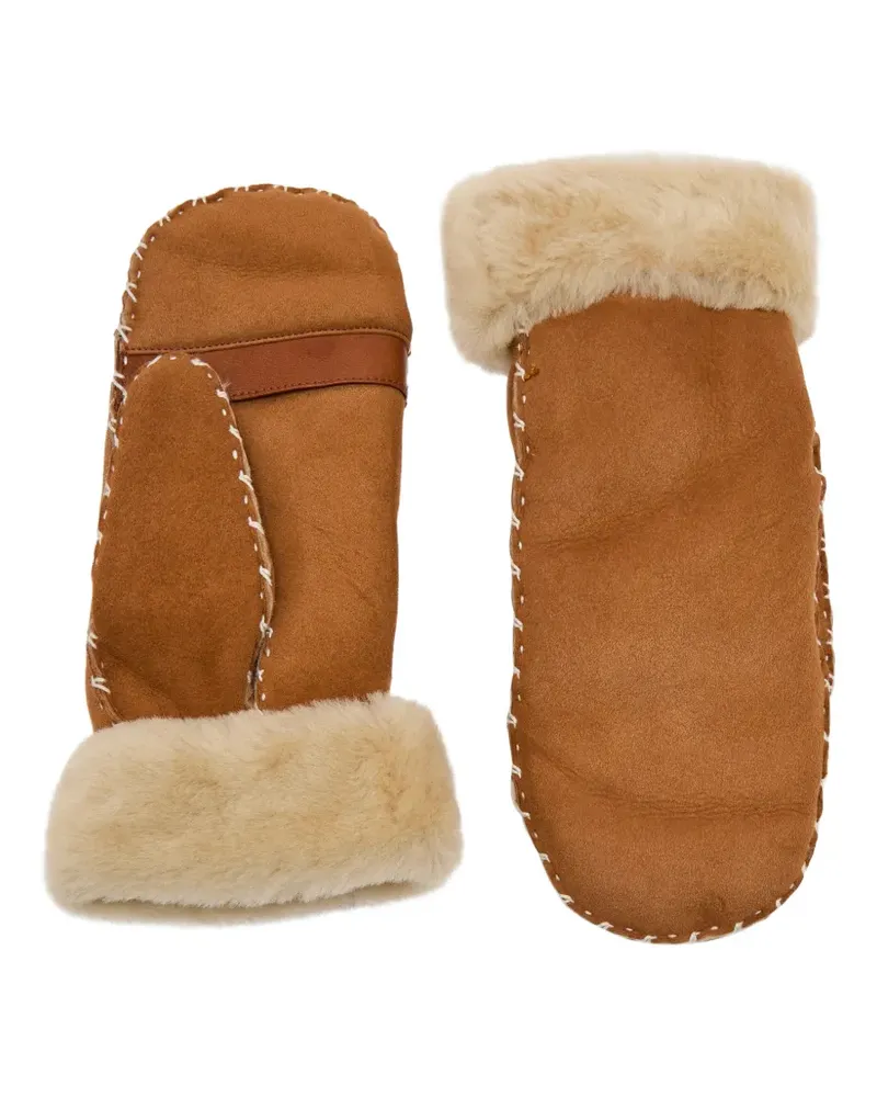 Agnelle Handschuhe mit Besatzriemen - Braun Braun