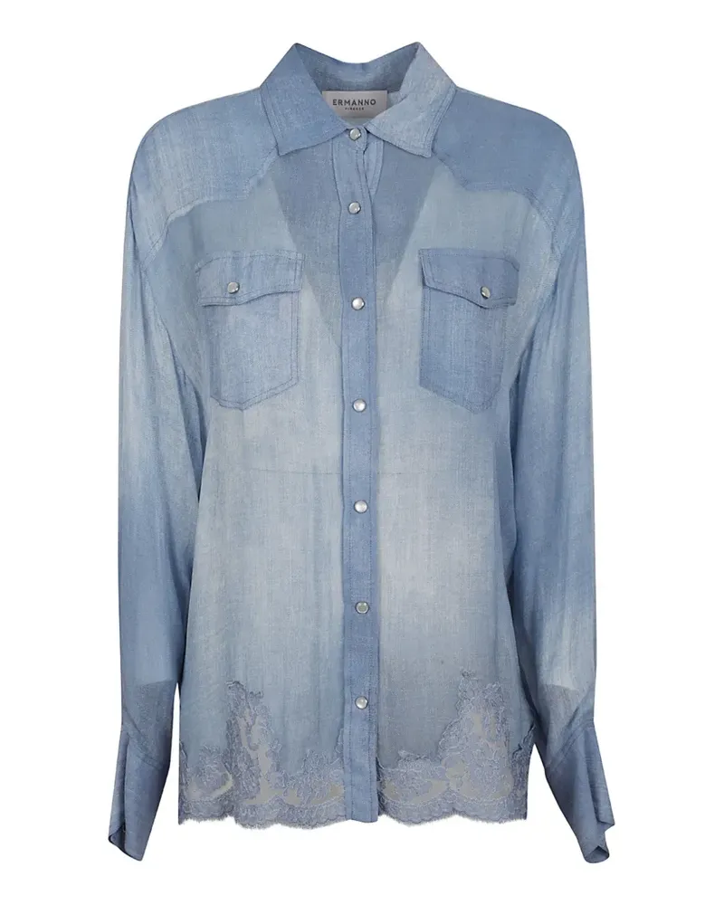 Ermanno Scervino Hemd mit Spitzenbesatz - Blau Blau
