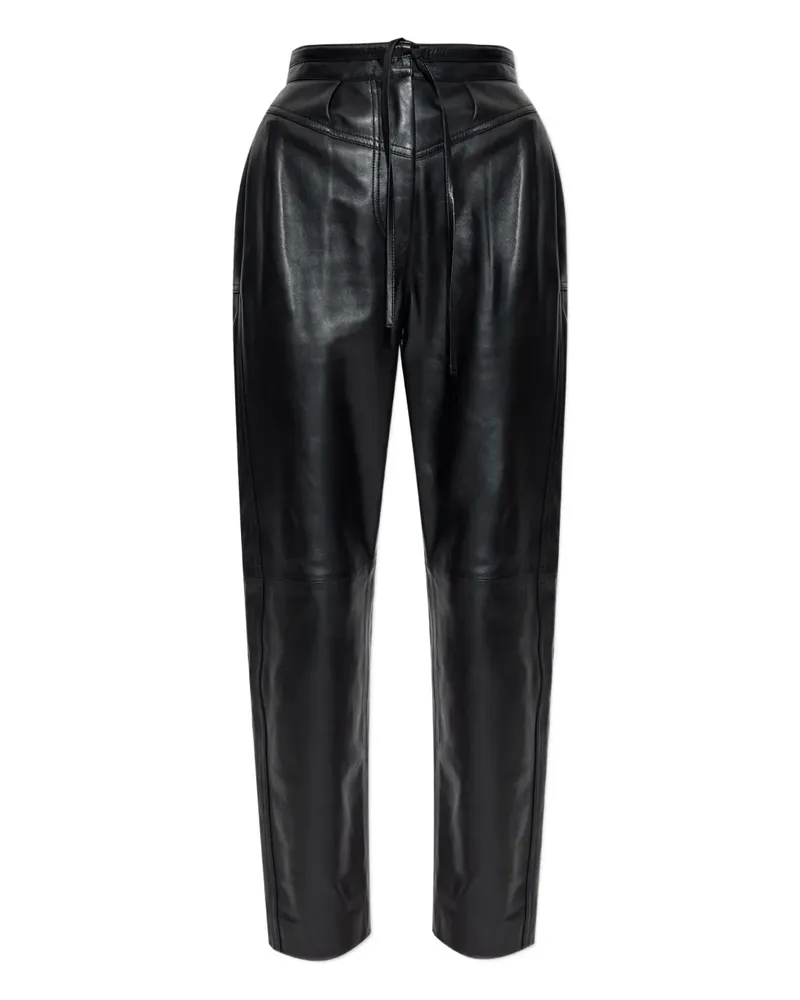 IRO Lederhose mit Kordelzug - Schwarz Schwarz