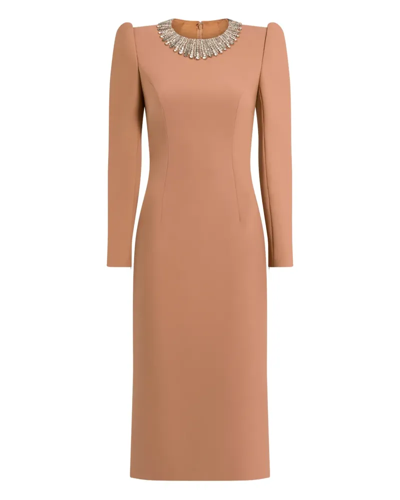 Jenny Packham Cora collar-embellished midi dress - Nude Nude