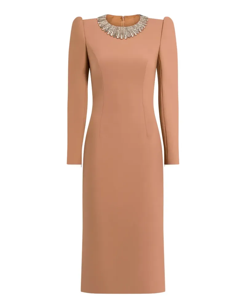 Jenny Packham Cora Midikleid mit Kragen - Nude Nude