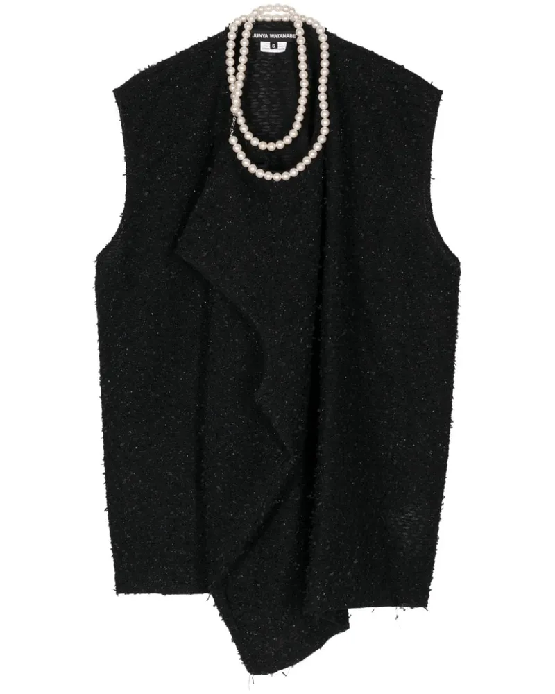 Junya Watanabe Bouclé-Top mit Kunstperlen - Schwarz Schwarz