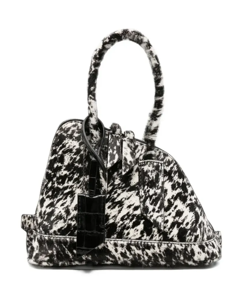 ATTICO Mini Sant Ambroeus Tote Bag mit Animal-Print - Weiß Weiß