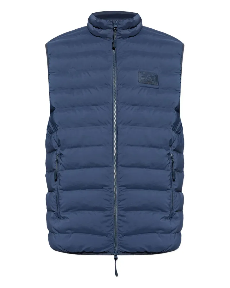EA7 Gesteppte Weste mit Logo-Schild - Blau Blau