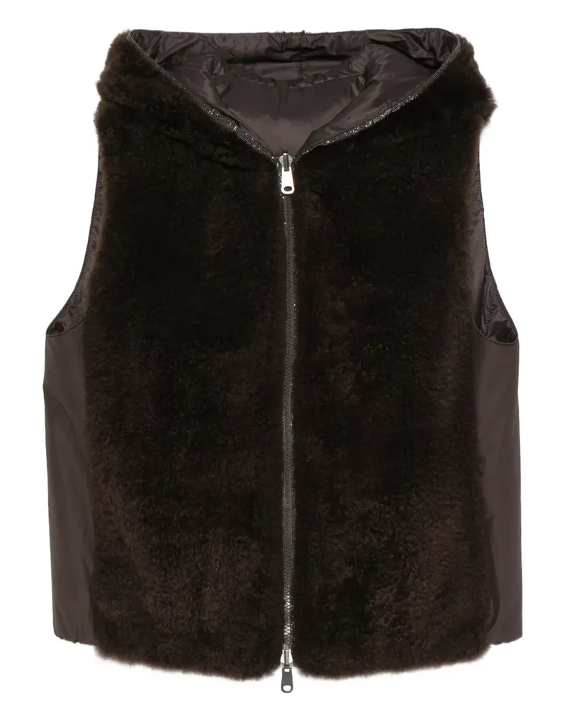 Brunello Cucinelli Faux-Fur-Weste mit Kapuze - Braun Braun