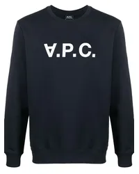 A.P.C. Sweatshirt mit Logo-Print Blau