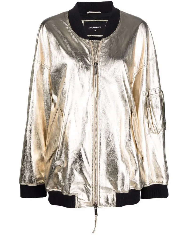 Dsquared2 Oversized-Bomberjacke im Metallic-Look - Gelb Gelb