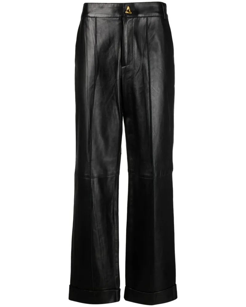 AERON Cropped-Hose aus Leder Schwarz