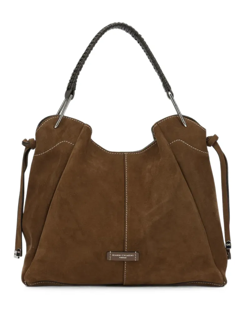 Gianni Chiarini Mittelgroße Era Schultertasche aus Wildleder mit Flechtriemen - Braun Braun