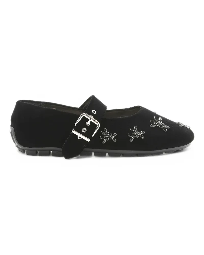 Simone Rocha crystal-embellished buckle-strap ballet flats - Schwarz Schwarz