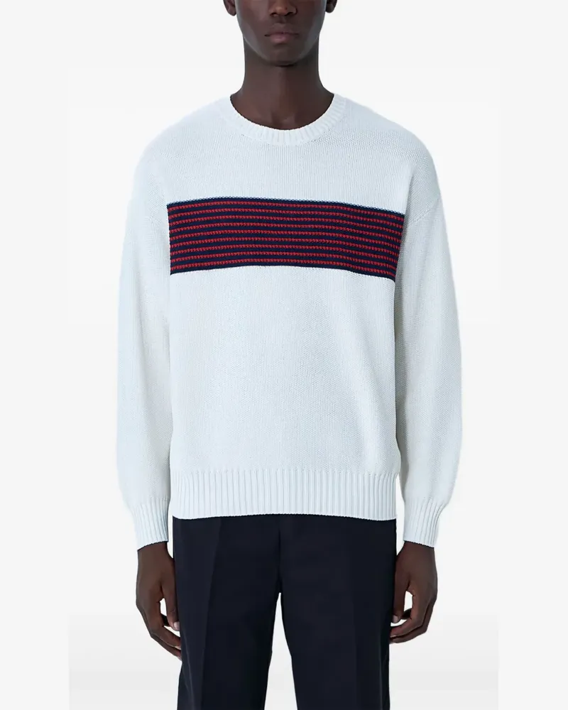 Visvim Gestreifter Pullover - Weiß Weiß
