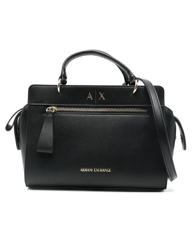 Armani Exchange Reißverschluss-Satchel-Tasche mit Logo - Schwarz Schwarz