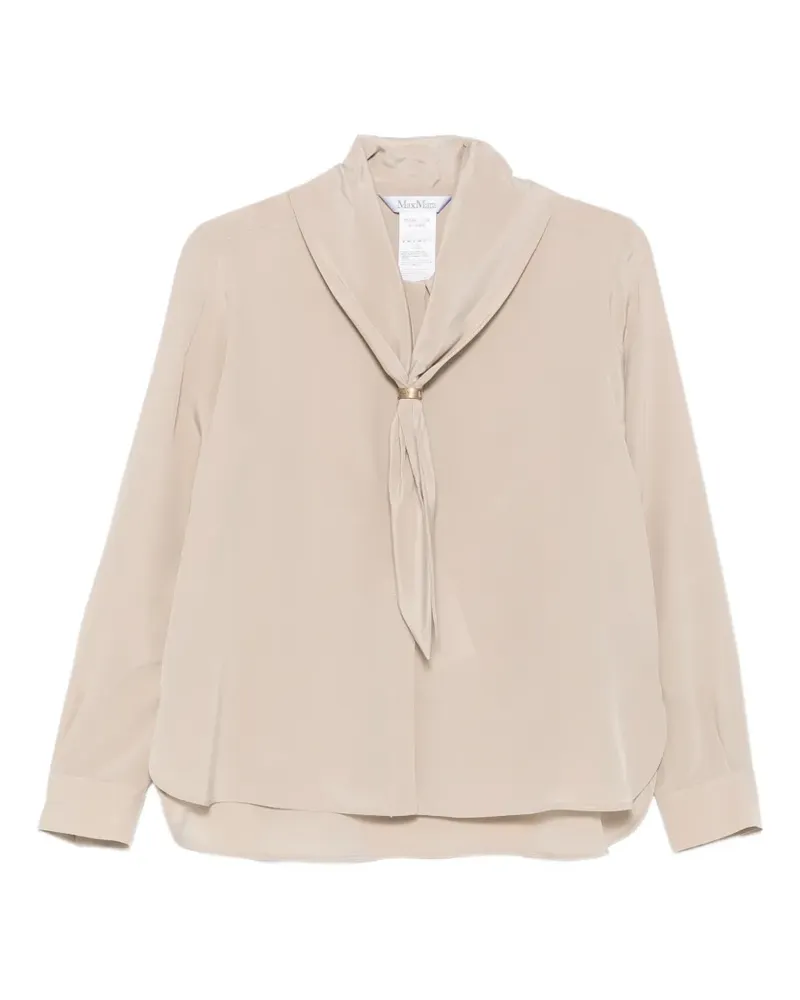 Max Mara Dry bow-detail silk blouse - Nude Nude