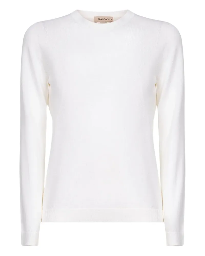 Blanca Gerippter Pullover - Weiß Weiß