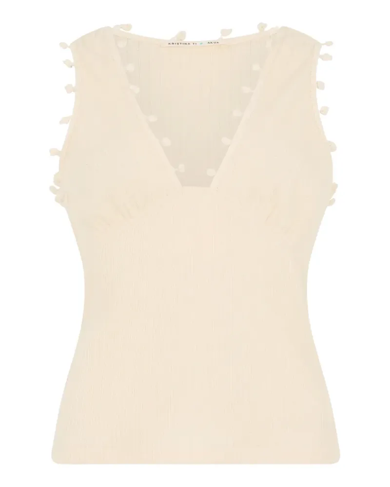 Kristina Ti pom-pom trim ribbed tank top - Nude Nude
