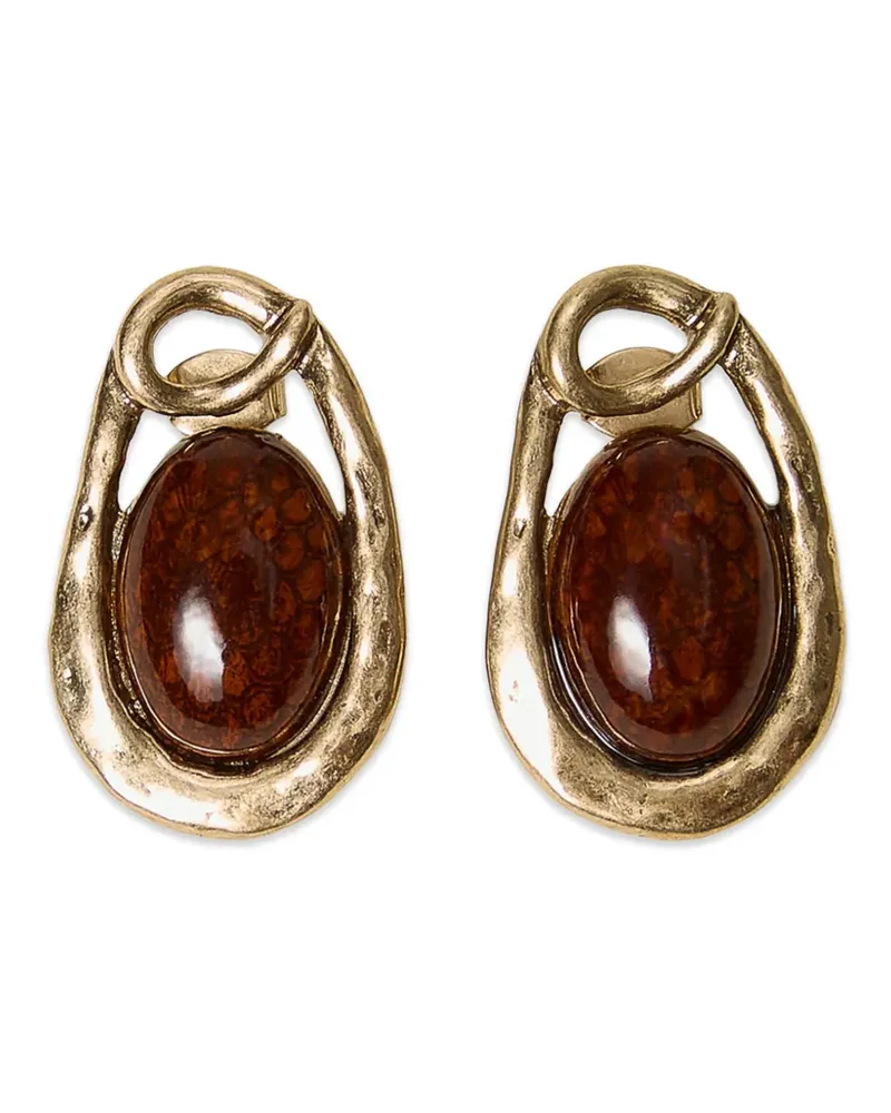 Twin-Set Cabochon-Ohrringe mit Animal-Print - Gold Gold