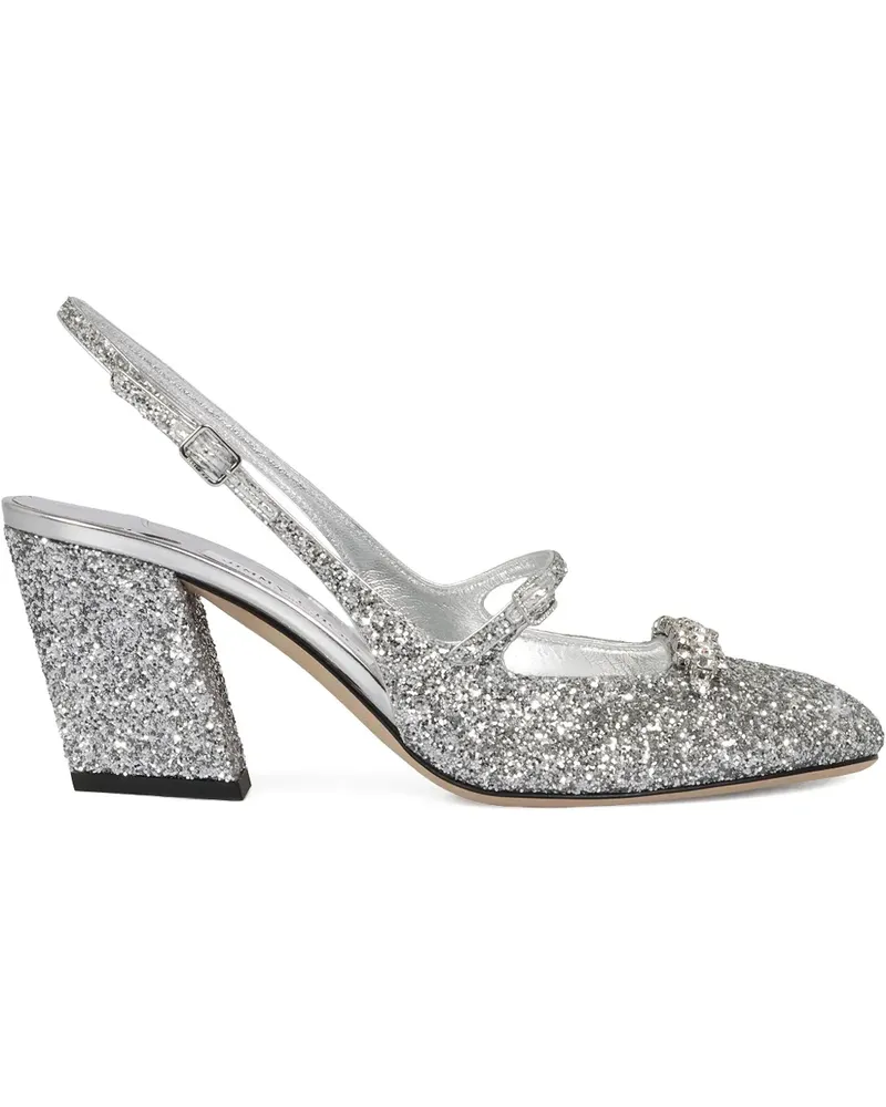 Jimmy Choo Belinda Slingback-Pumps im Glitter-Look 45mm - Silber Silber
