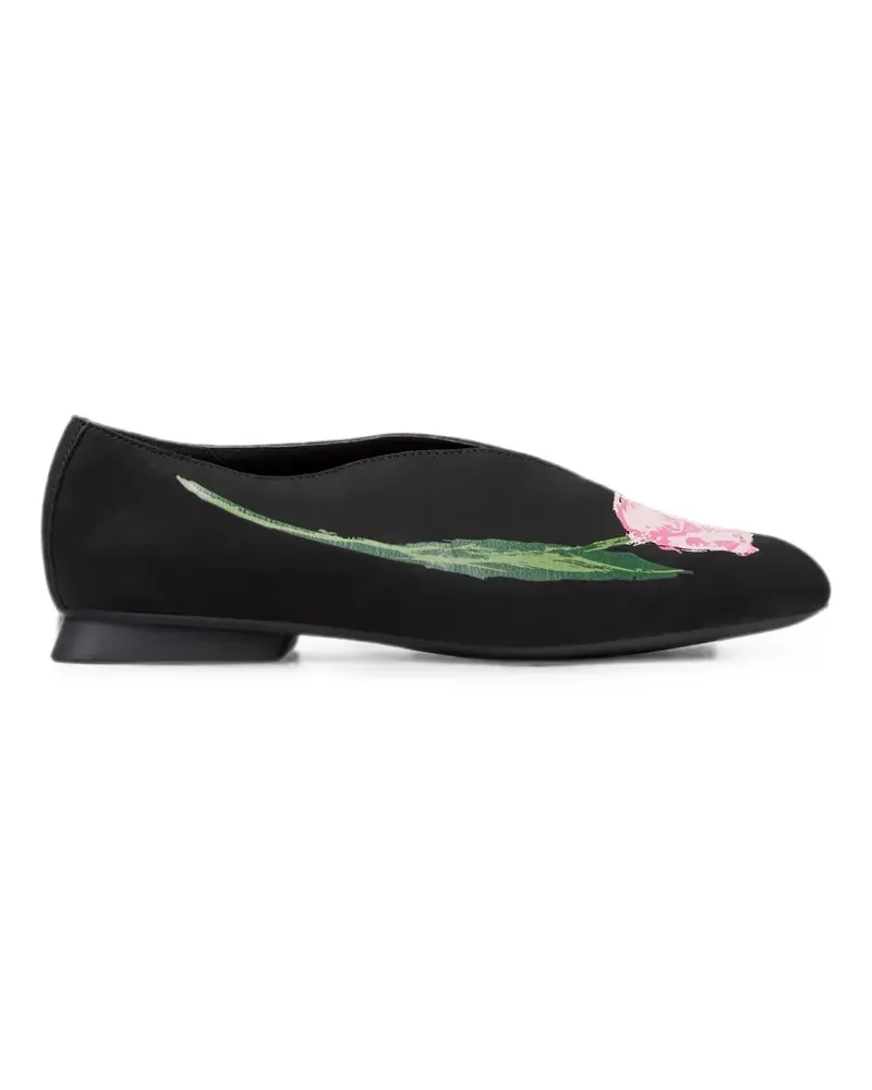 Camper Casi Myra Ballerinas mit Blumenprint - Schwarz Schwarz