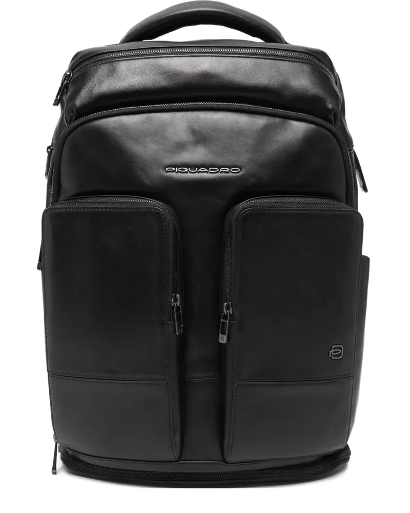 Piquadro Rucksack mit Reißverschlussfach - Schwarz Schwarz