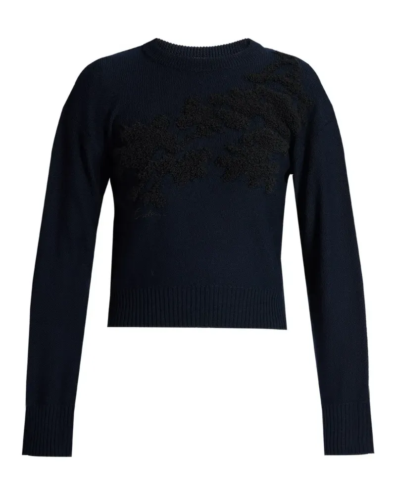 Erdem fine-knit floral-embroidered sweater - Blau Blau