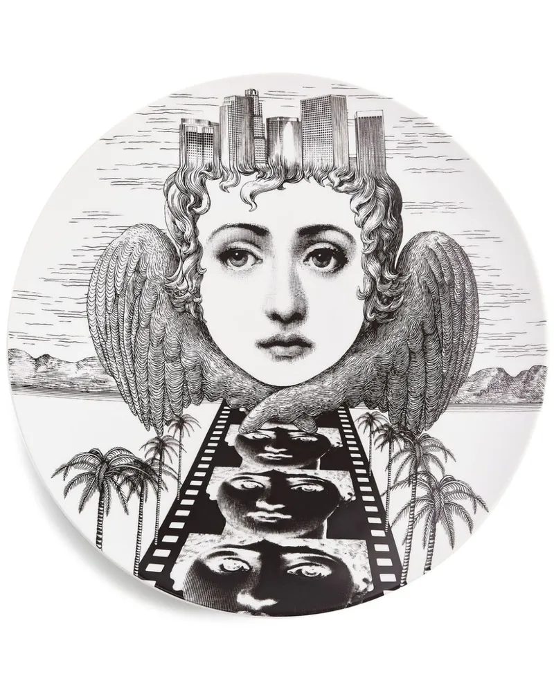 Fornasetti Variazioni n.372 Wandteller - Schwarz Schwarz