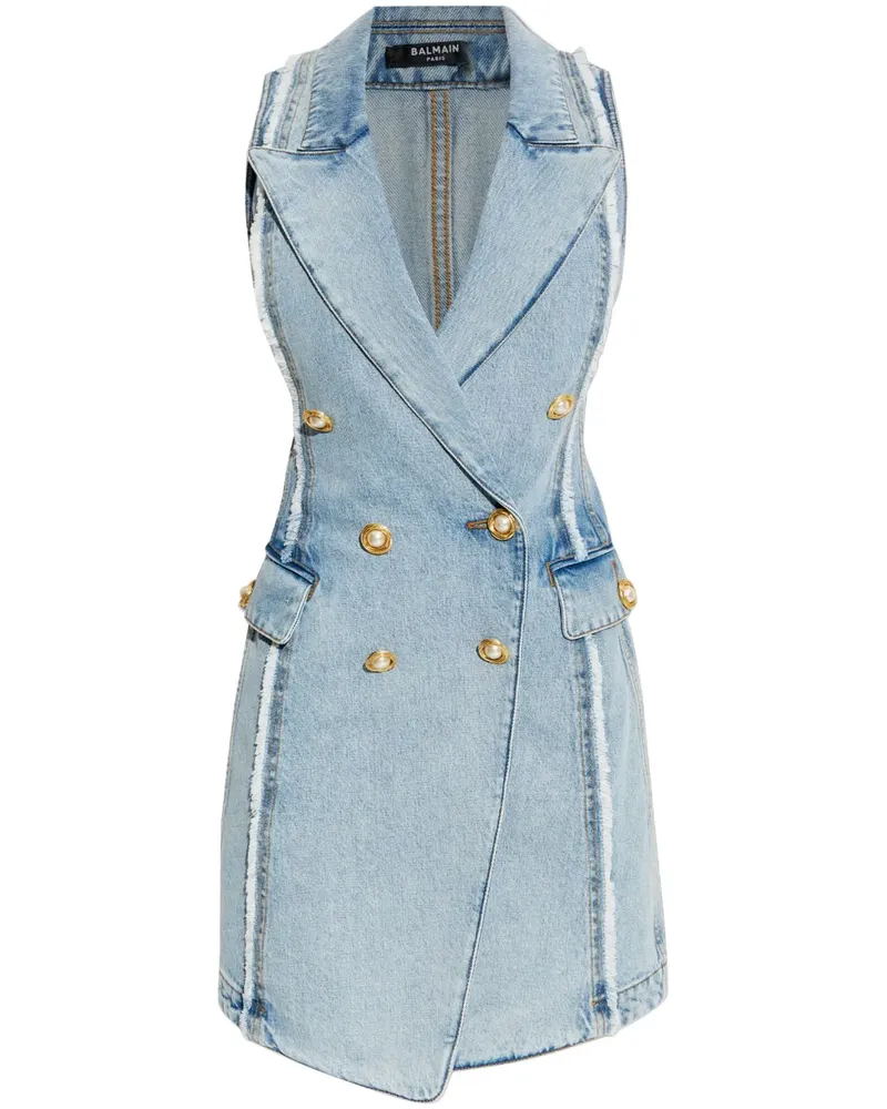 Balmain Klassisches Jeans-Trägerkleid - Blau Blau