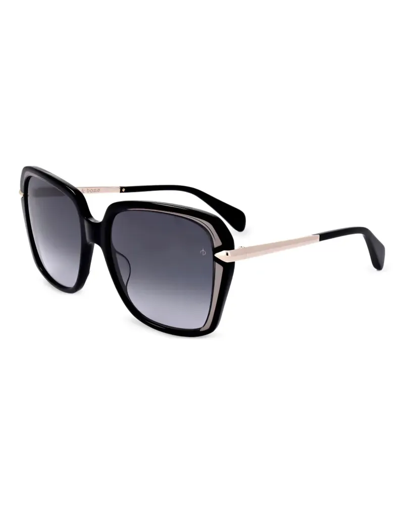 Rag & Bone Sonnenbrille mit eckigem Gestell - Schwarz Schwarz