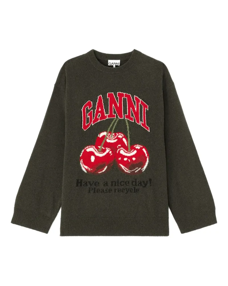 Ganni Pullover mit Kirschmotiv - Grün Grün