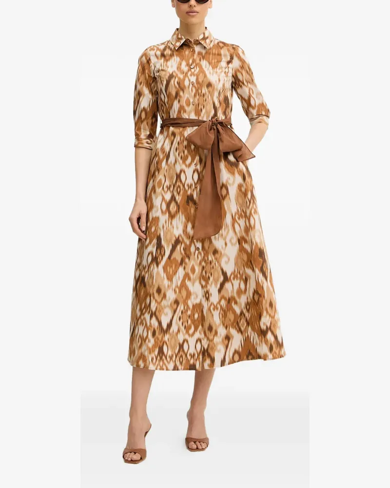 Luisa Spagnoli tie-waist pattern dress - Braun Braun