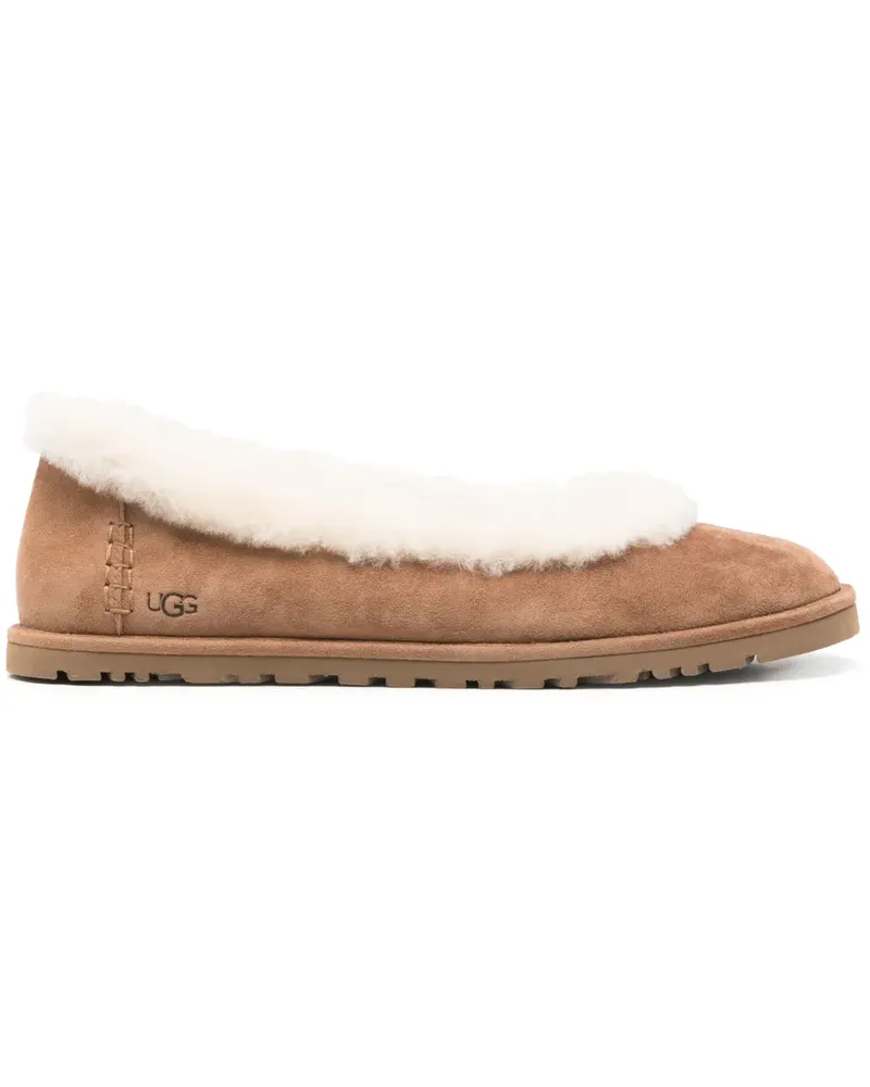 UGG Ballerinas mit Pelzbesatz - Braun Braun