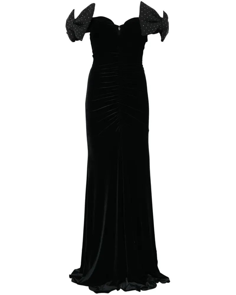 NISSA Samt-Maxikleid mit Schleife - Schwarz Schwarz