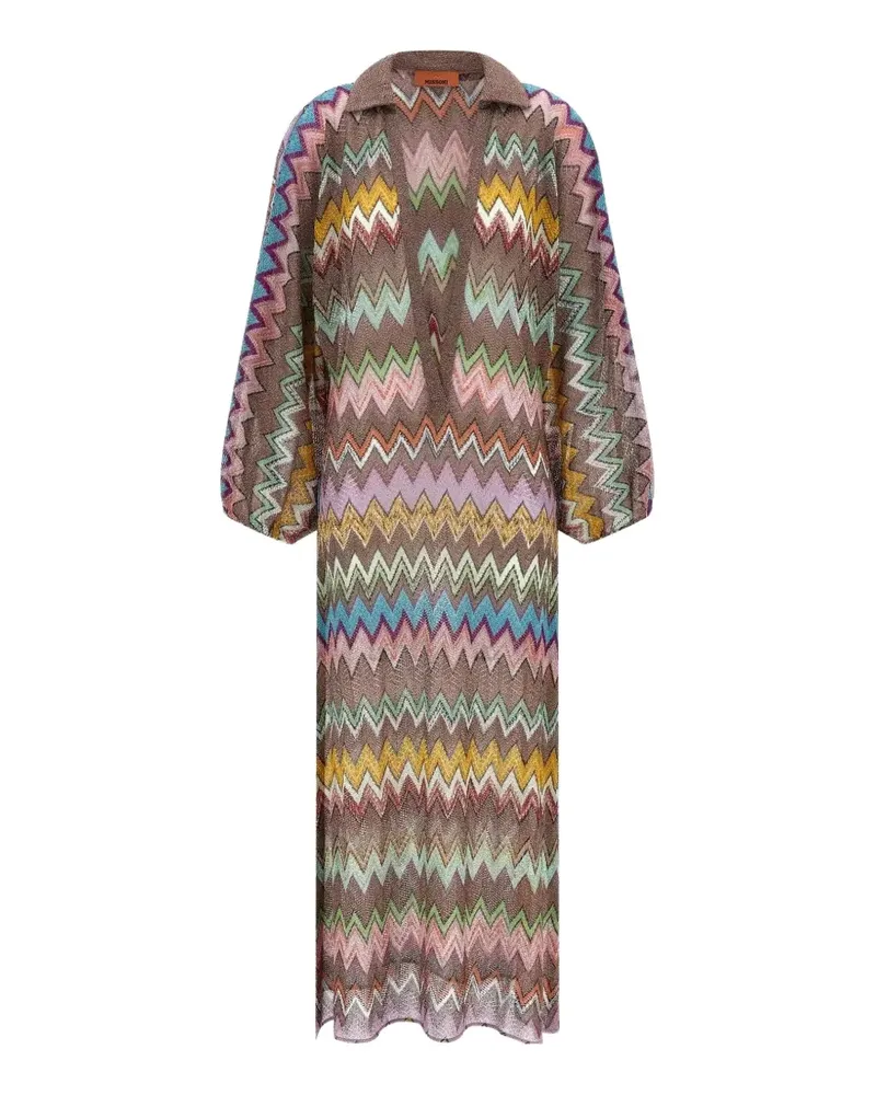 Missoni zigzag-print V-neck dress - Braun Braun