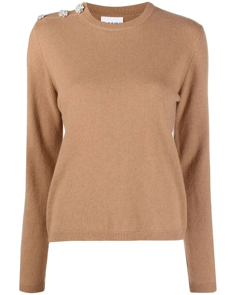 Ganni Gestrickter Pullover mit Strass - Nude Nude