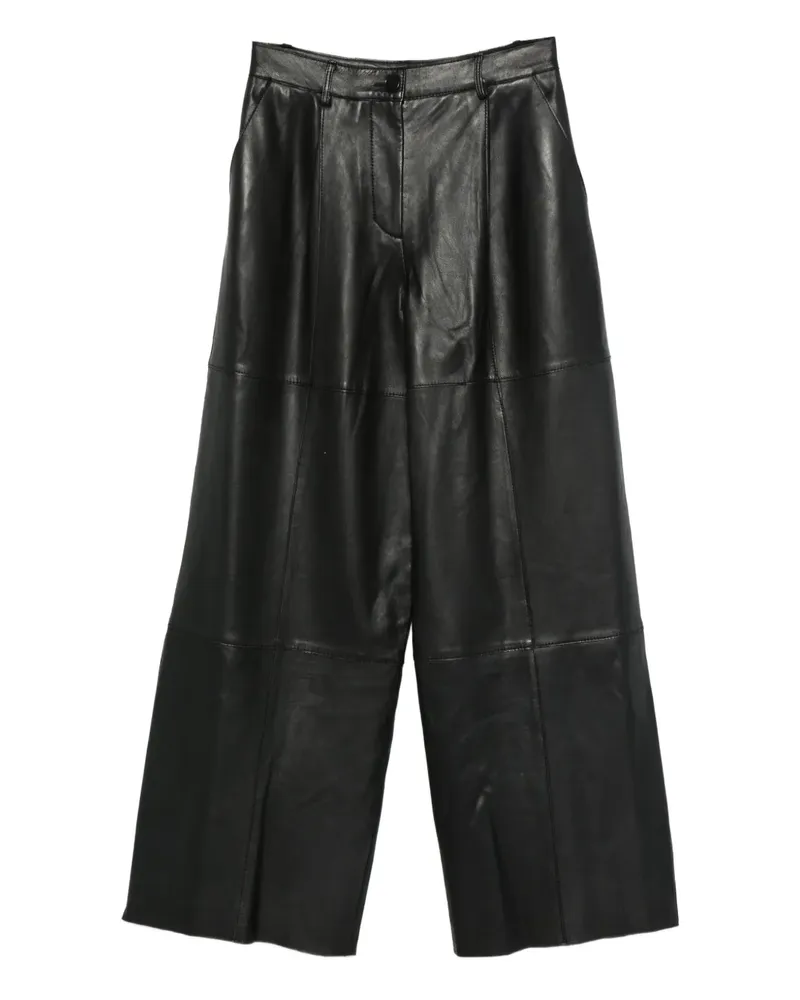 P.A.R.O.S.H. P.A.R.O H. Lederhose mit geradem Bein - Schwarz Schwarz
