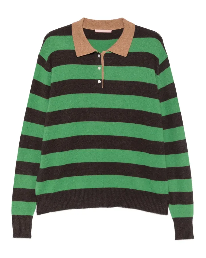 Maggie Marilyn Gestreifter Pullover mit Polokragen - Grün Grün