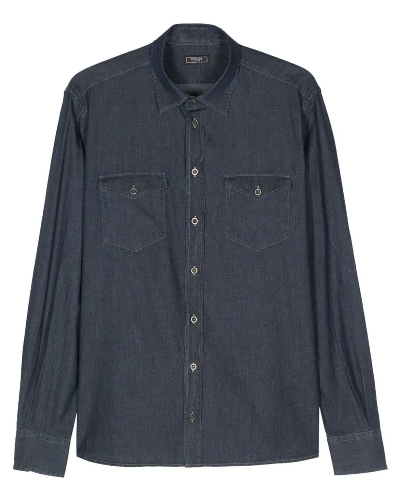 Peserico Jeanshemd mit Kontrastnähten - Blau Blau