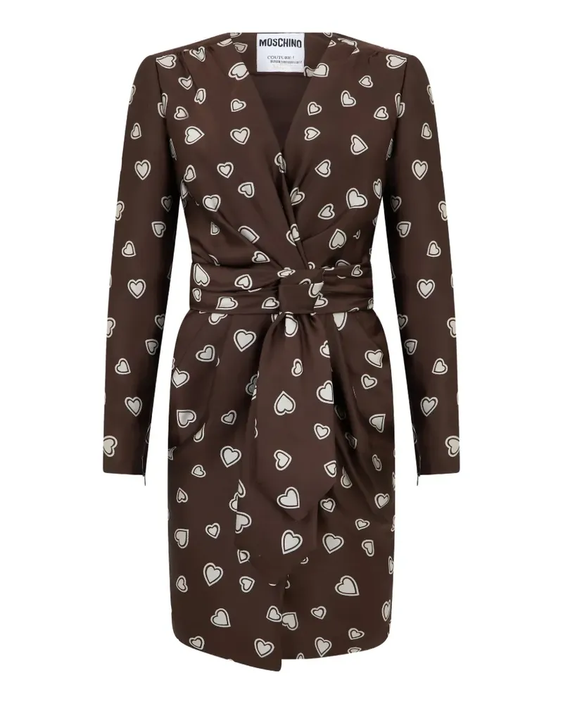 Moschino heart-print double-breasted mini dress - Braun Braun