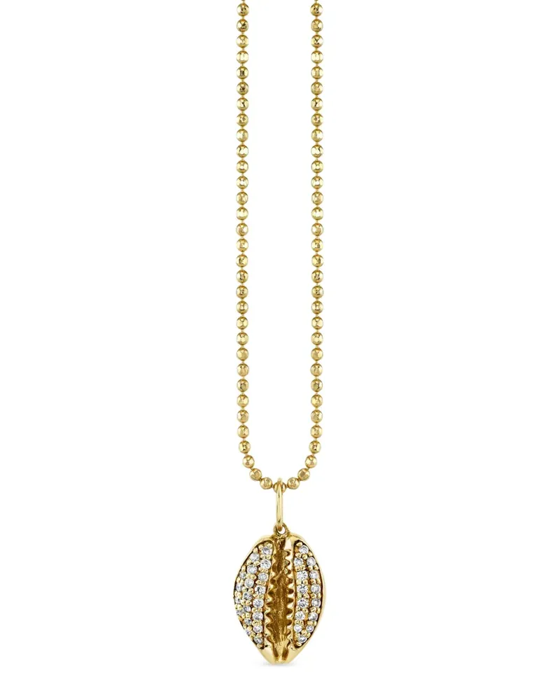 Sydney Evan 14kt Cowrie Shell Gelbgoldhalskette mit Diamanten Gold