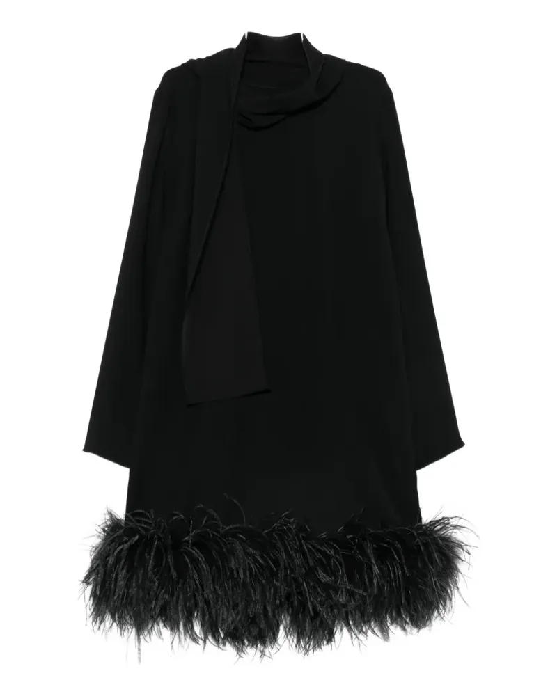 P.A.R.O.S.H. P.A.R.O H. Minikleid mit Schal und Federbesatz - Schwarz Schwarz