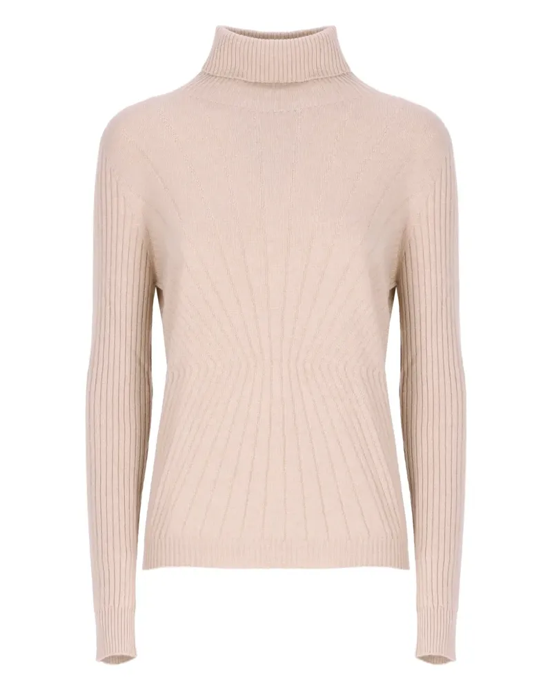 D.EXTERIOR Gerippter Pullover mit Stehkragen - Nude Nude