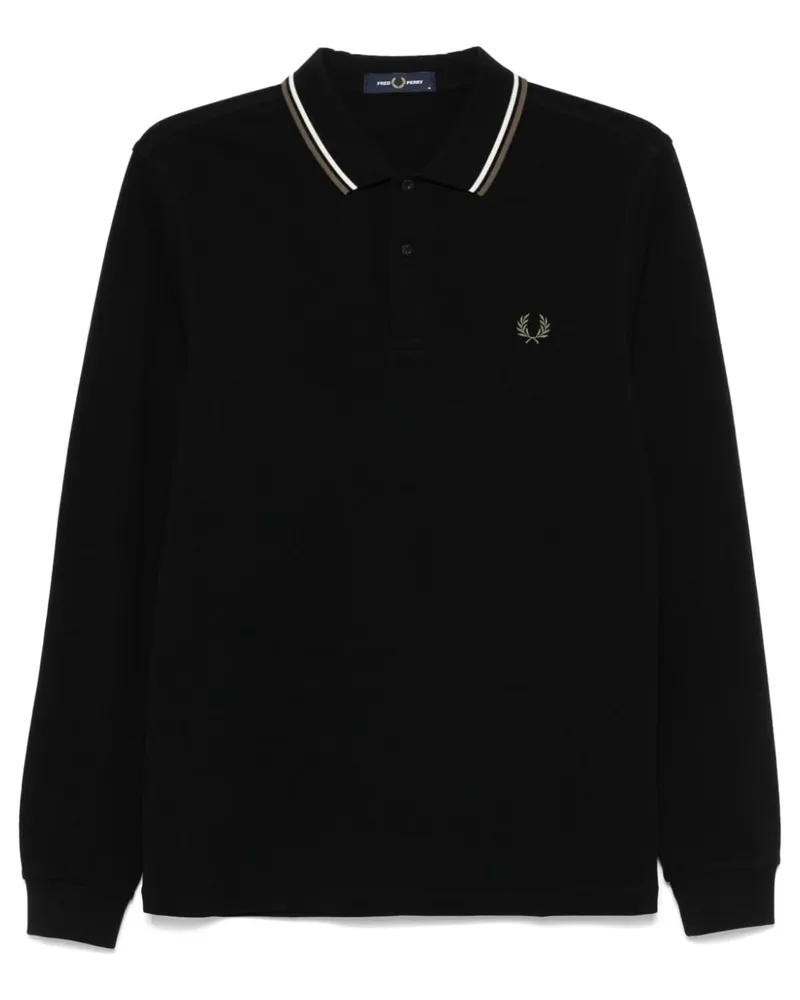 Fred Perry Poloshirt mit Logo-Stickerei - Schwarz Schwarz