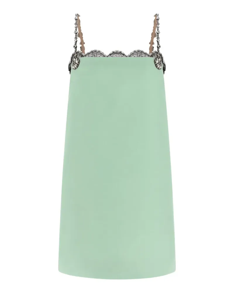 Valentino Garavani crystal-embellished lace-trim mini dress - Grün Grün